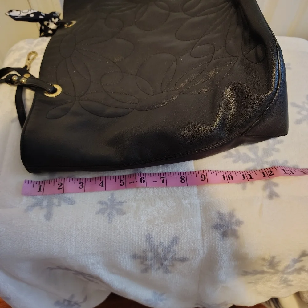 Betsy Johnson Black Tote Bag with Polka Dot Scarf